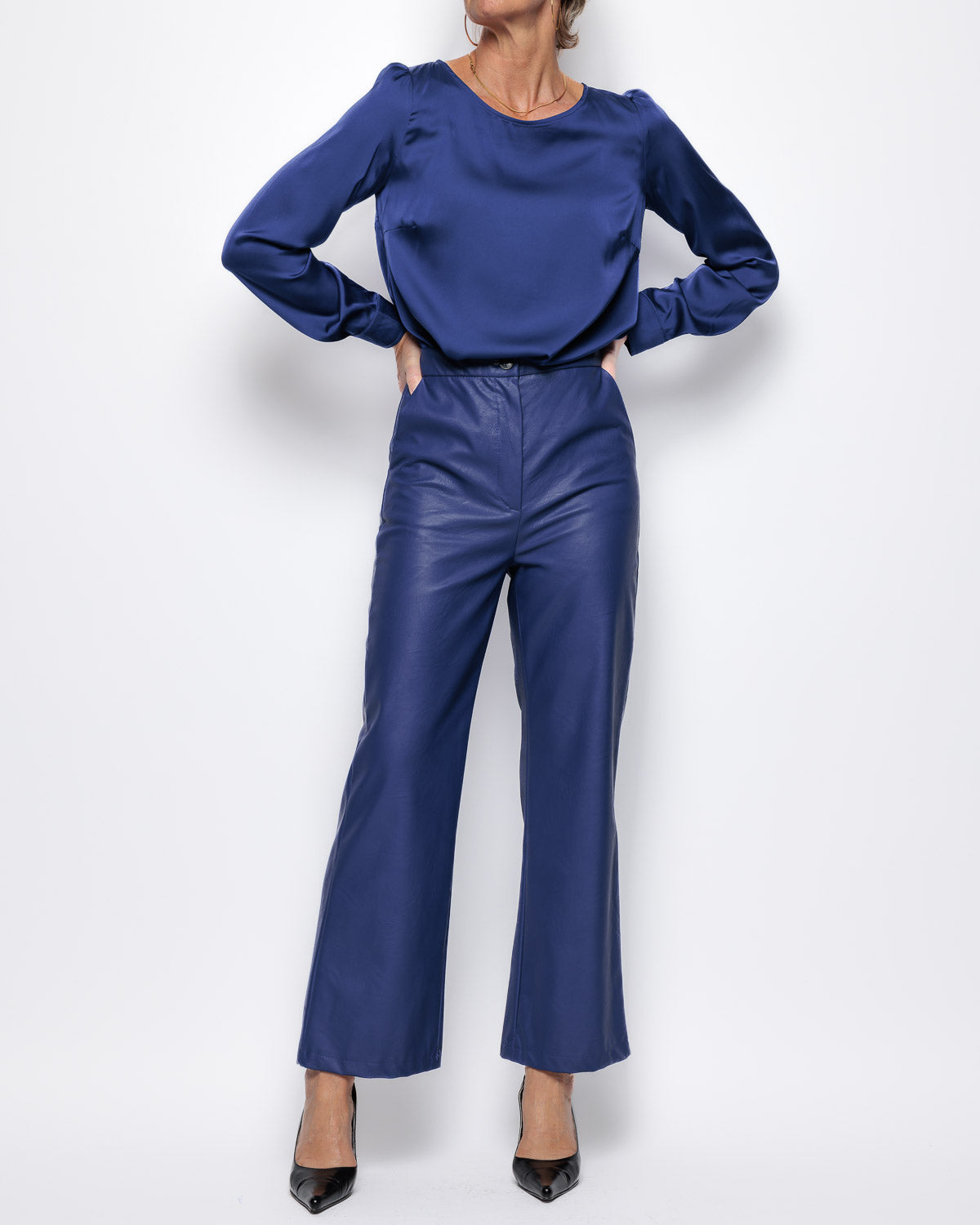 Emme Marella Faux Leather Trousers in Cornflower