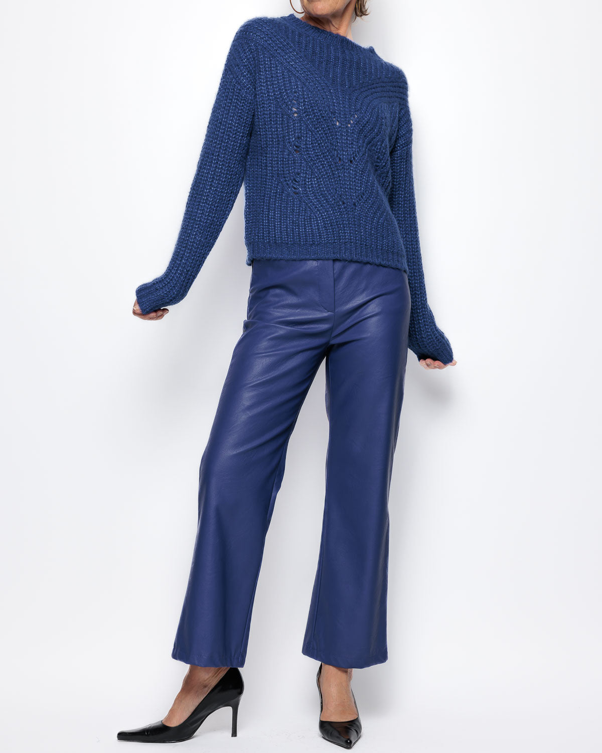 Emme Marella Faux Leather Trousers in Cornflower