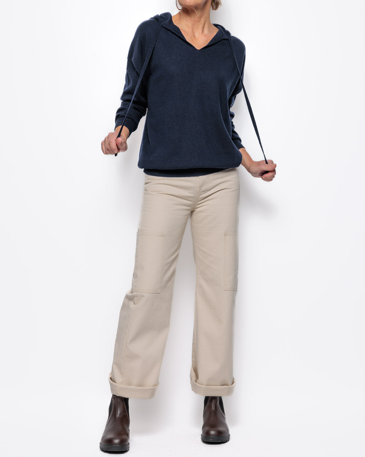 Caroline Cashmere Milan Hoodie in Navy