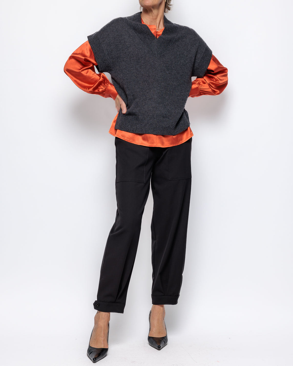 Part Two Hevin Cashmere Knit in Dark Grey Melange