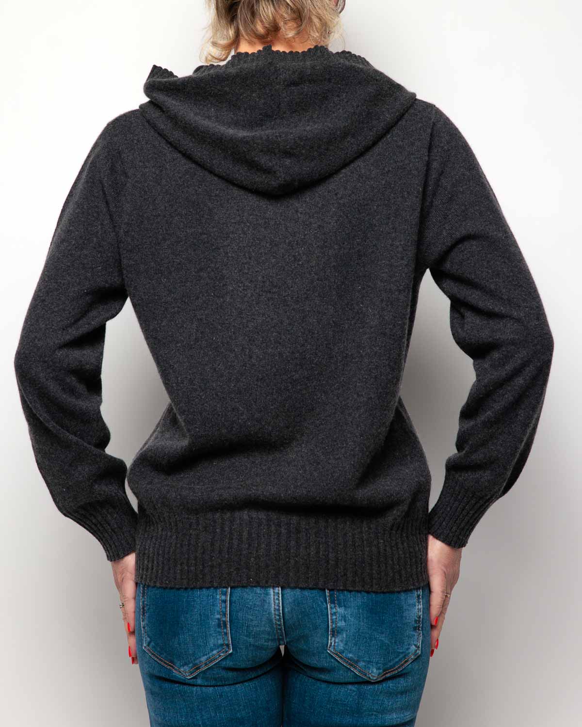 Caroline Cashmere Hoodie in Charcoal