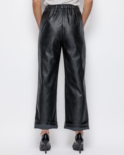 Emme Marella Faux Leather Trousers in Black