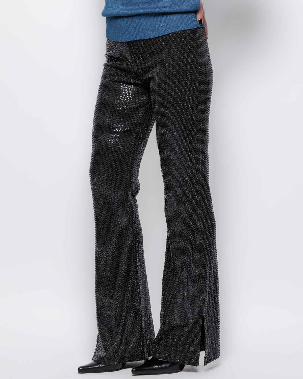 ICHI Loane Sequin Trouser in Black