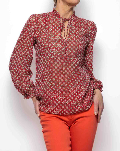 Emme Marella Calerno Print Blouse in Red Tie