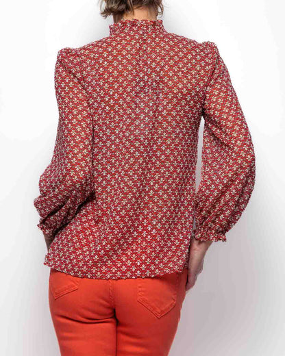 Emme Marella Calerno Print Blouse in Red Tie