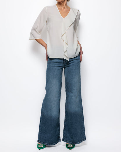 ICHI Twiggy Wide Leg Jeans in Medium Blue