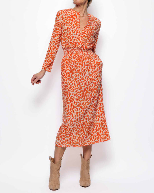 Primrose Park Tiffany Dress in Orange Leopard