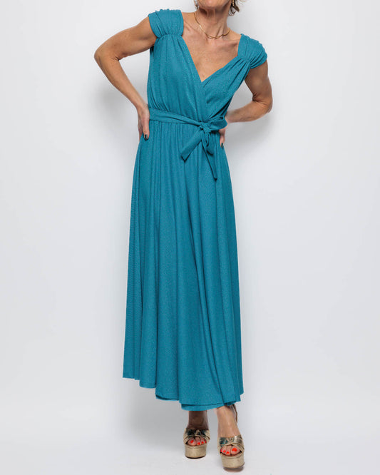 Emme Marella Ocean Blue Lurex Dress