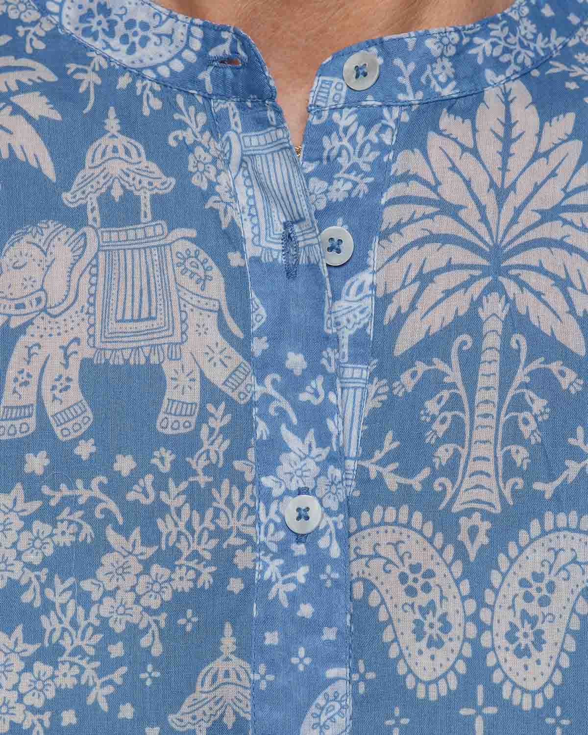 Hartford Colette Shirt in Blue Elephant Print