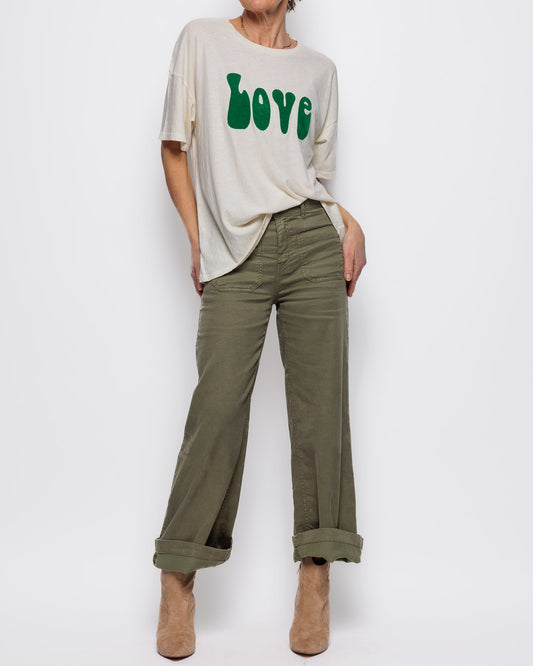 FIVE Love Tee in Off White/Green
