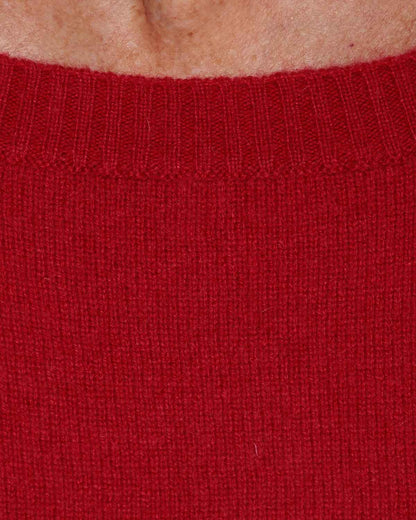 Caroline Cashmere Scoop Neck Vent Sweater in Red