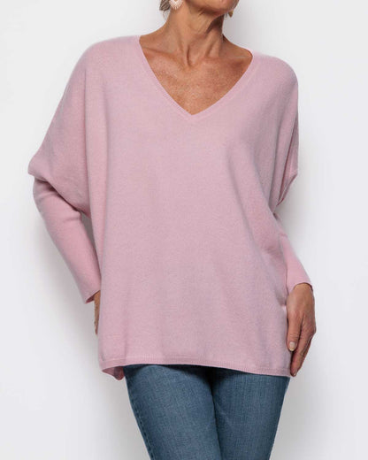 Caroline Cashmere Vicky Sweater in Pale Pink