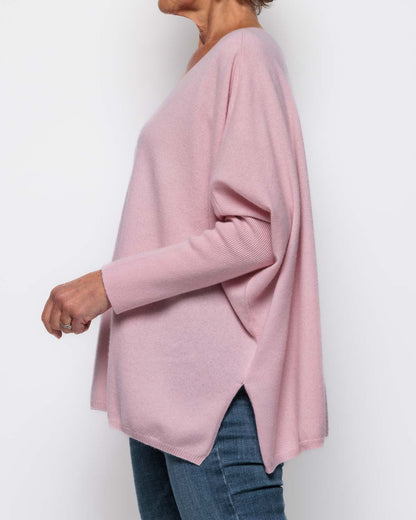 Caroline Cashmere Vicky Sweater in Pale Pink