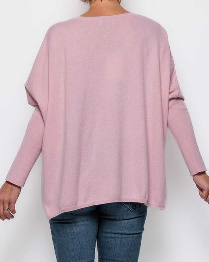 Caroline Cashmere Vicky Sweater in Pale Pink