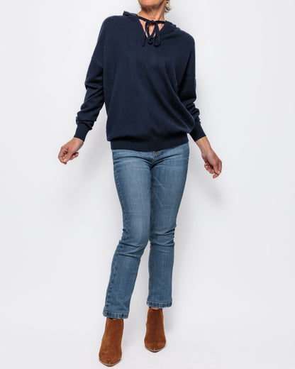 Caroline Cashmere Milan Hoodie in Navy