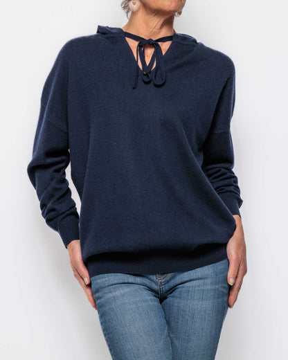 Caroline Cashmere Milan Hoodie in Navy