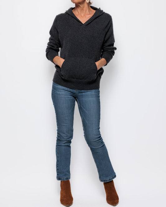 Caroline Cashmere Hoodie in Charcoal