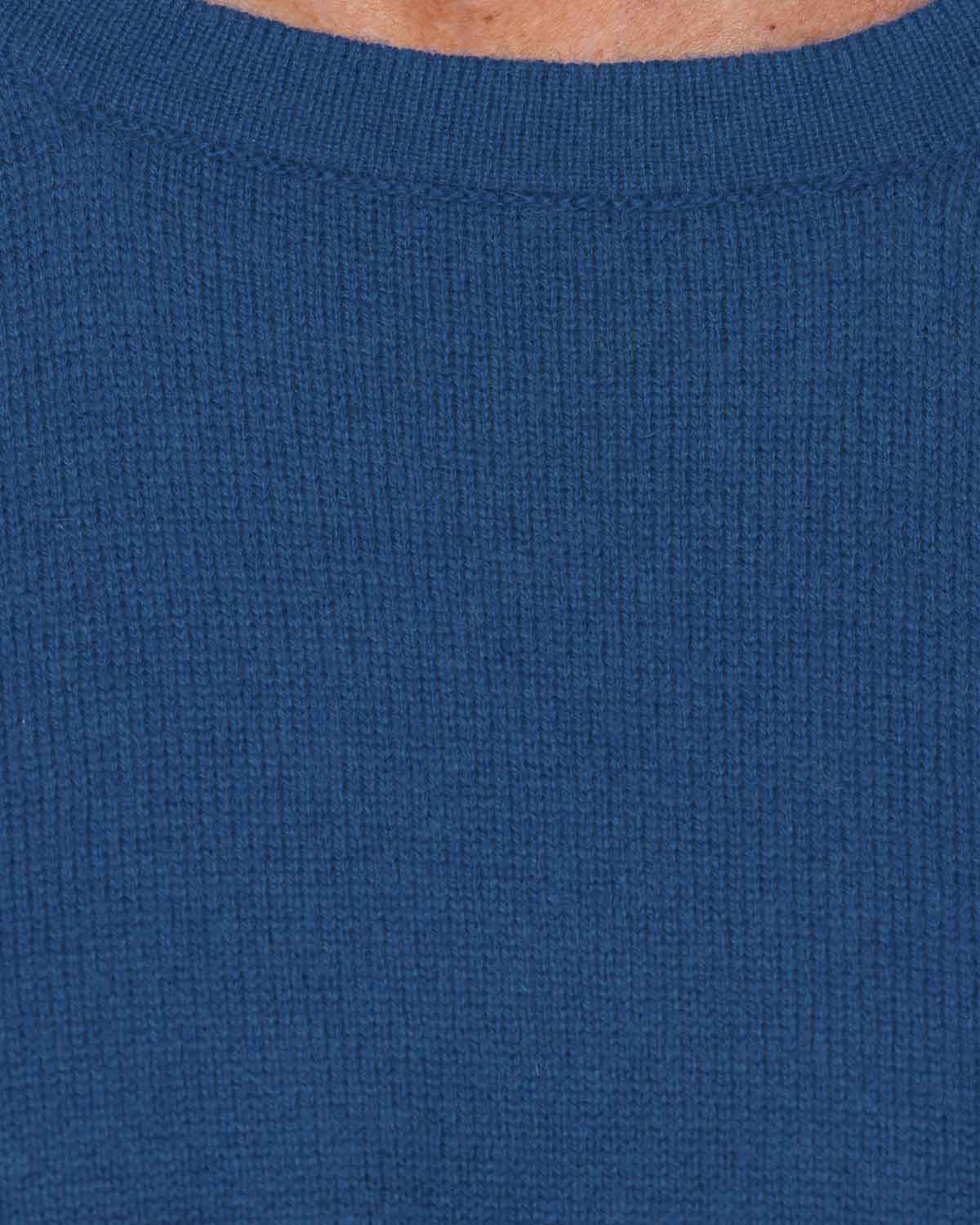 Caroline Cashmere Cropped Crewneck Sweater in Cobalt