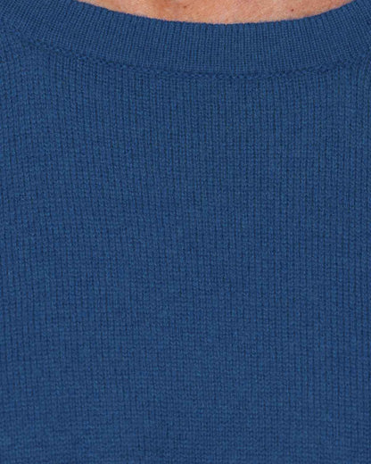 Caroline Cashmere Cropped Crewneck Sweater in Cobalt