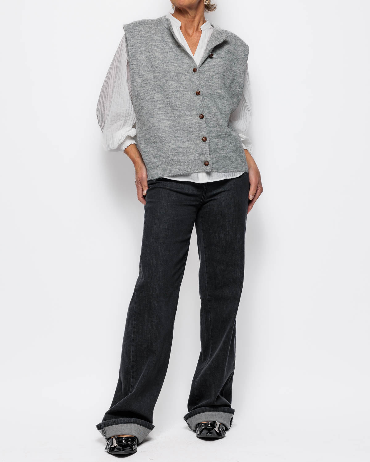 ICHI Lamora Waistcoat in Grey Melange