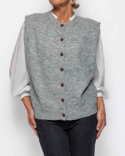 ICHI Lamora Waistcoat in Grey Melange