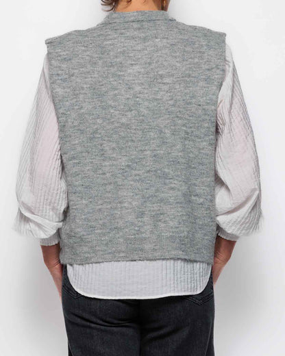 ICHI Lamora Waistcoat in Grey Melange