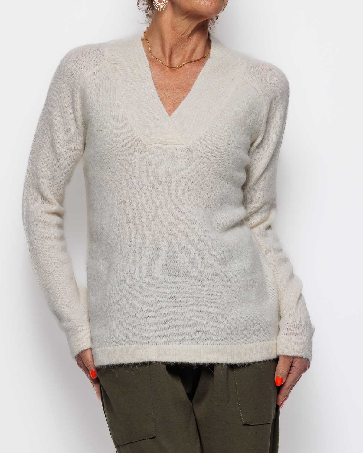 ICHI Kamara Pullover in Cloud Dancer