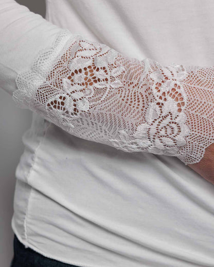 Marta Du Chateau White Lace-trim Tee