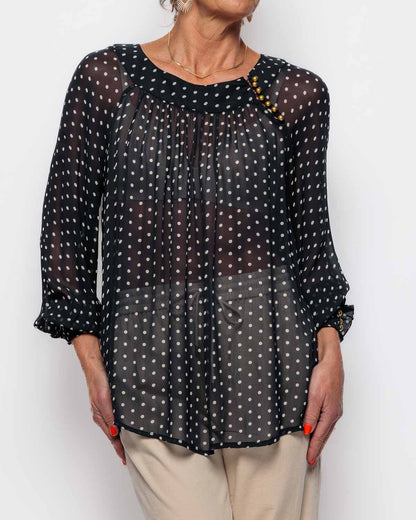 Part Two Laja Blouse in Dark Navy Dot