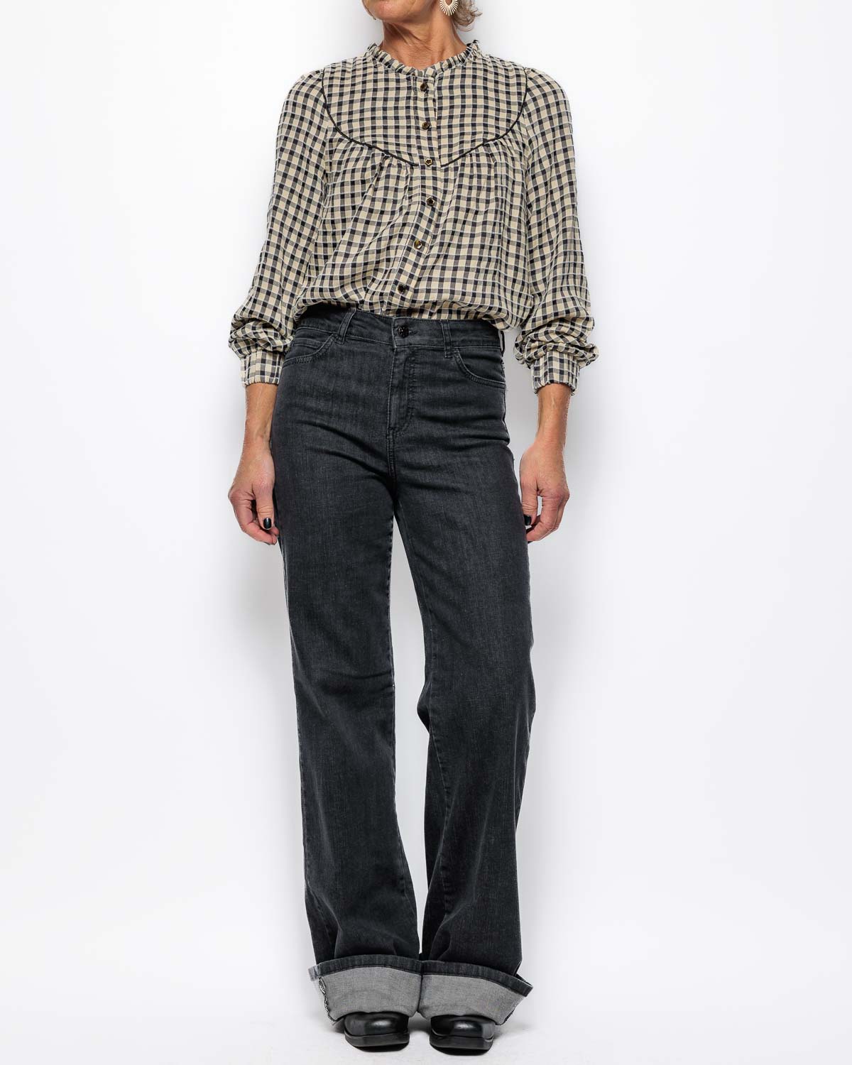 Numph Ines Shirt in Caviar Check