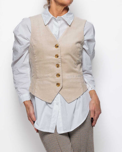 Part Two Linka Cord Waistcoat in French Oak