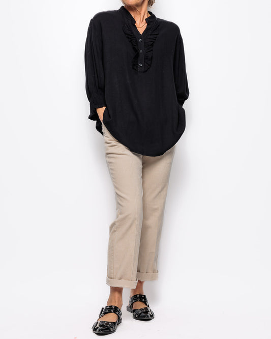 Marta Du Chateau Unnur Blouse in Solid Black