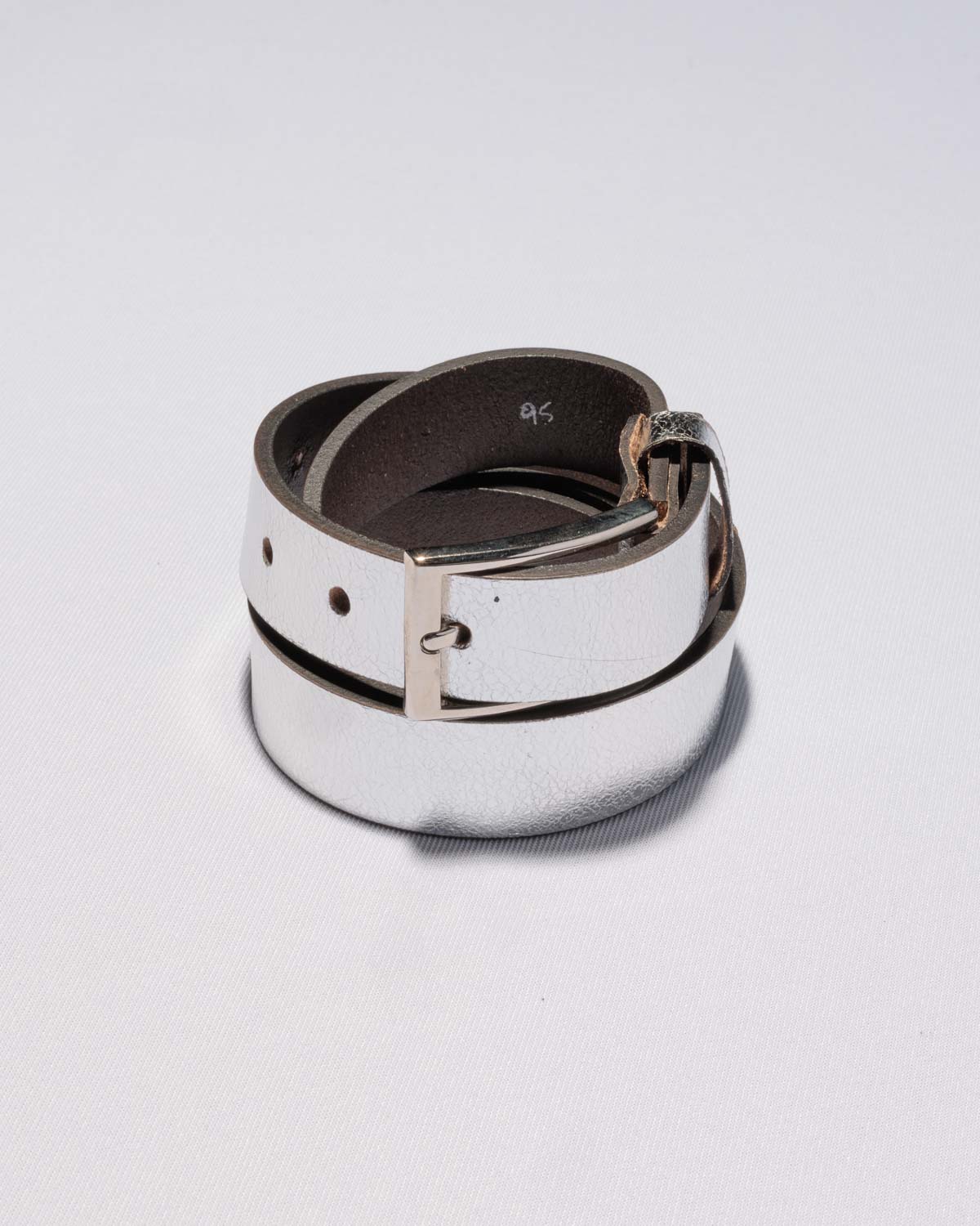 Hydestyle London Leather Belt in Metallic Silver