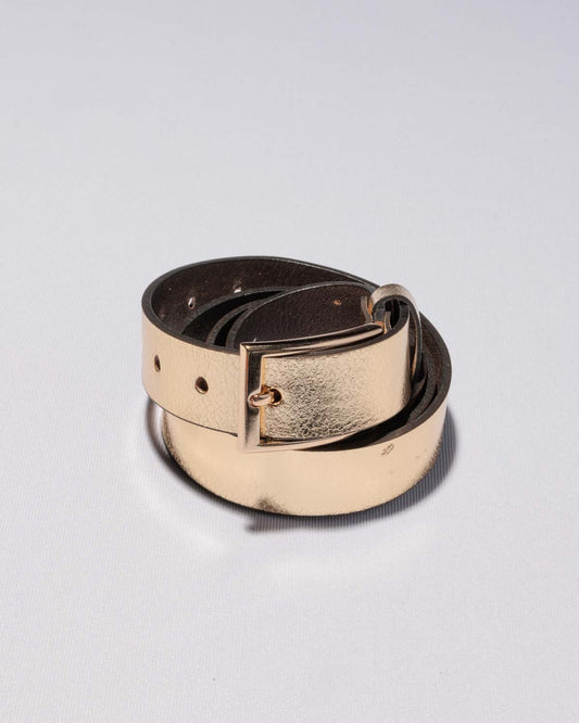 Hydestyle London Leather Belt in Metallic Gold