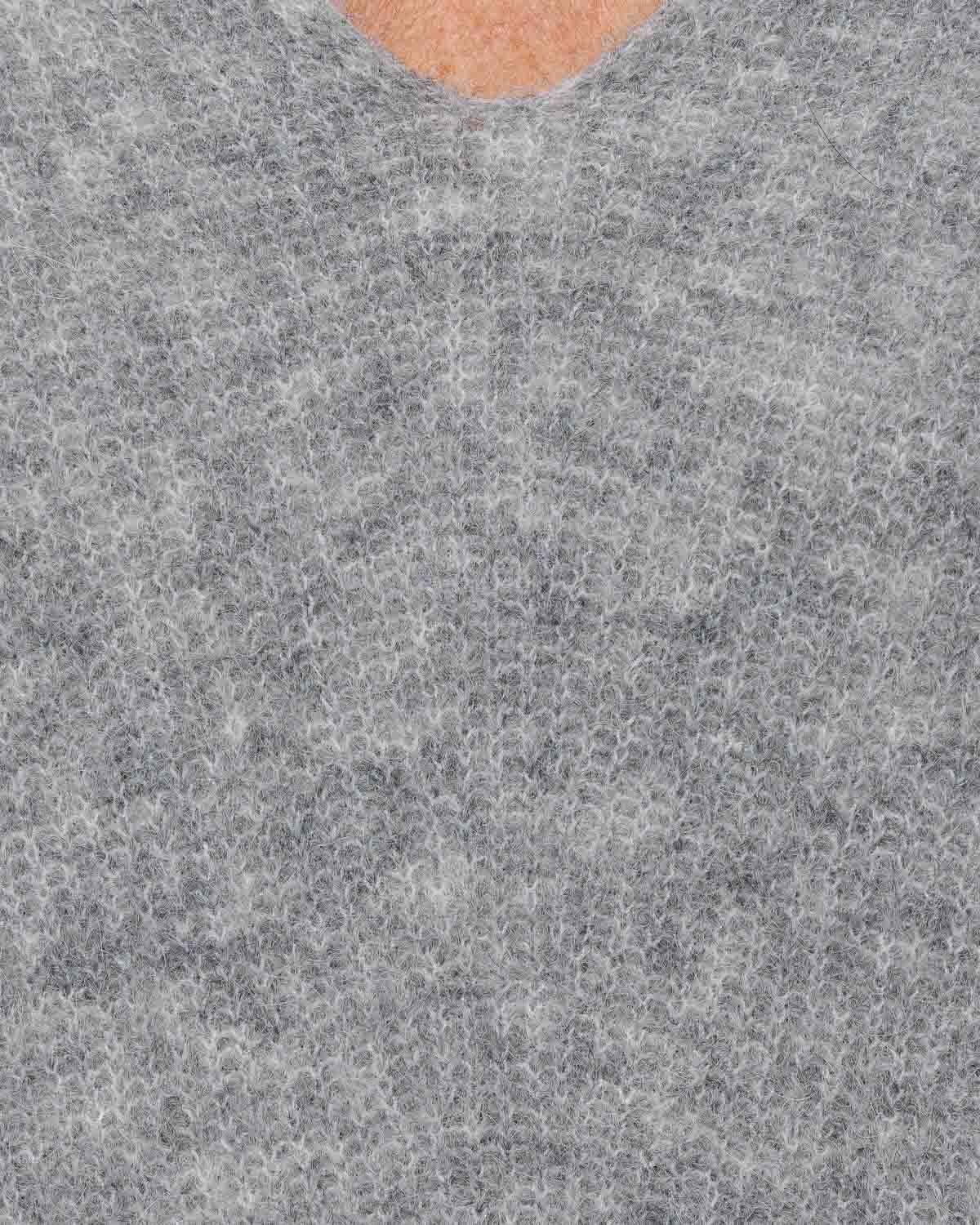 Mos Mosh Thora V-Neck Knit in Grey Melange