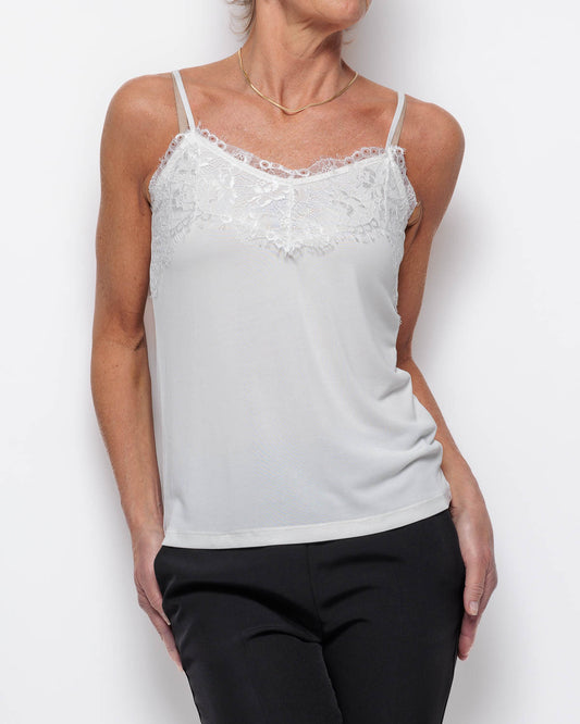 ICHI Like Lace Cami in White Cloud