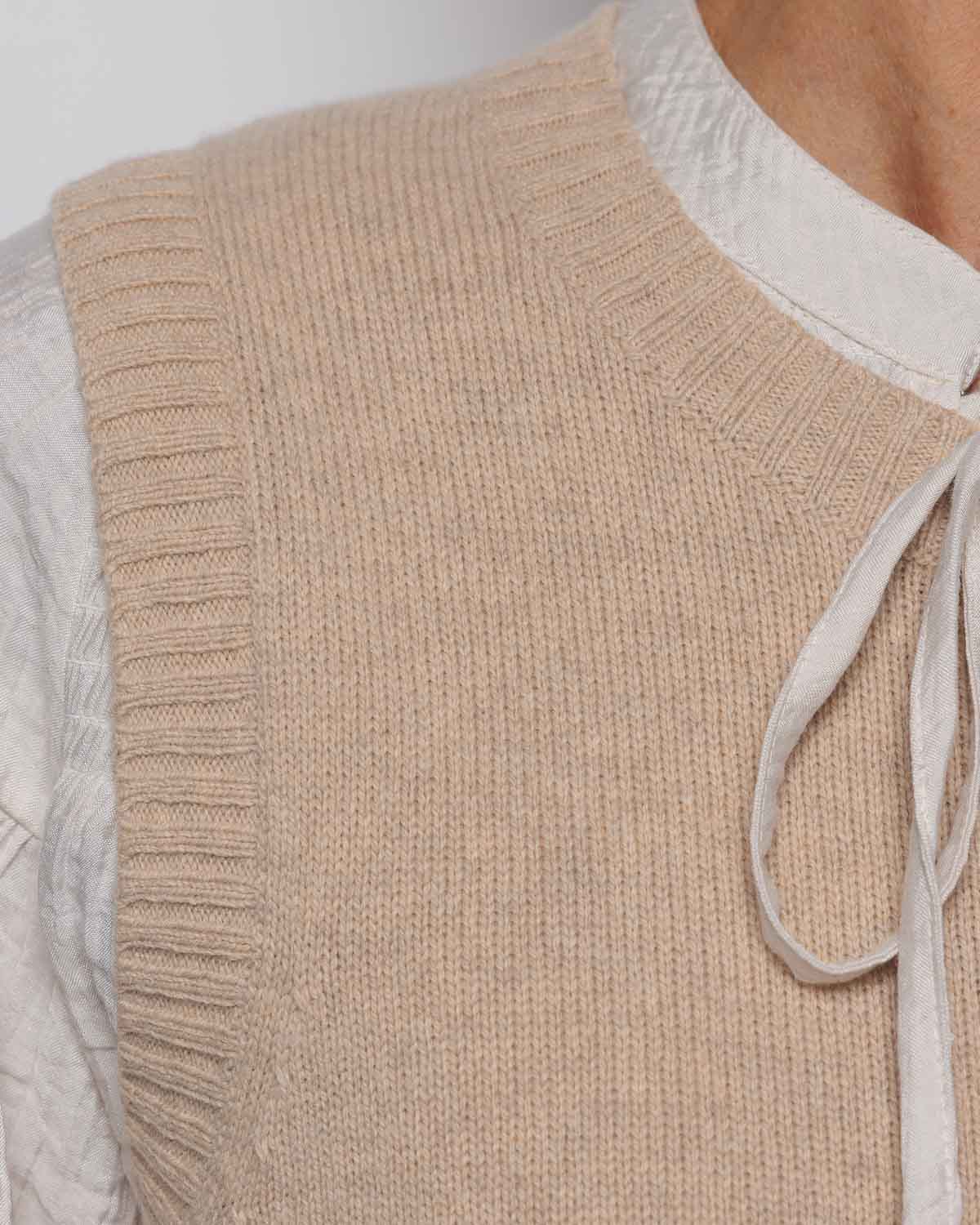 Part Two Keyjas Knitted Vest in Beige Melange