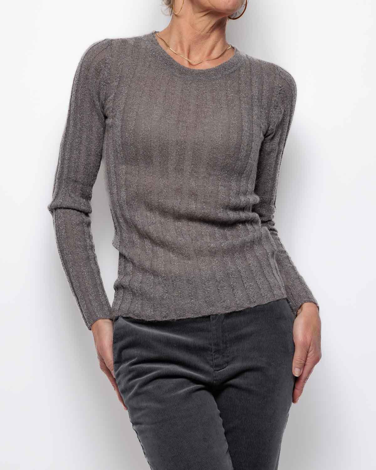 Part Two Carryn Knitted Top in Grey Flannel Lurex