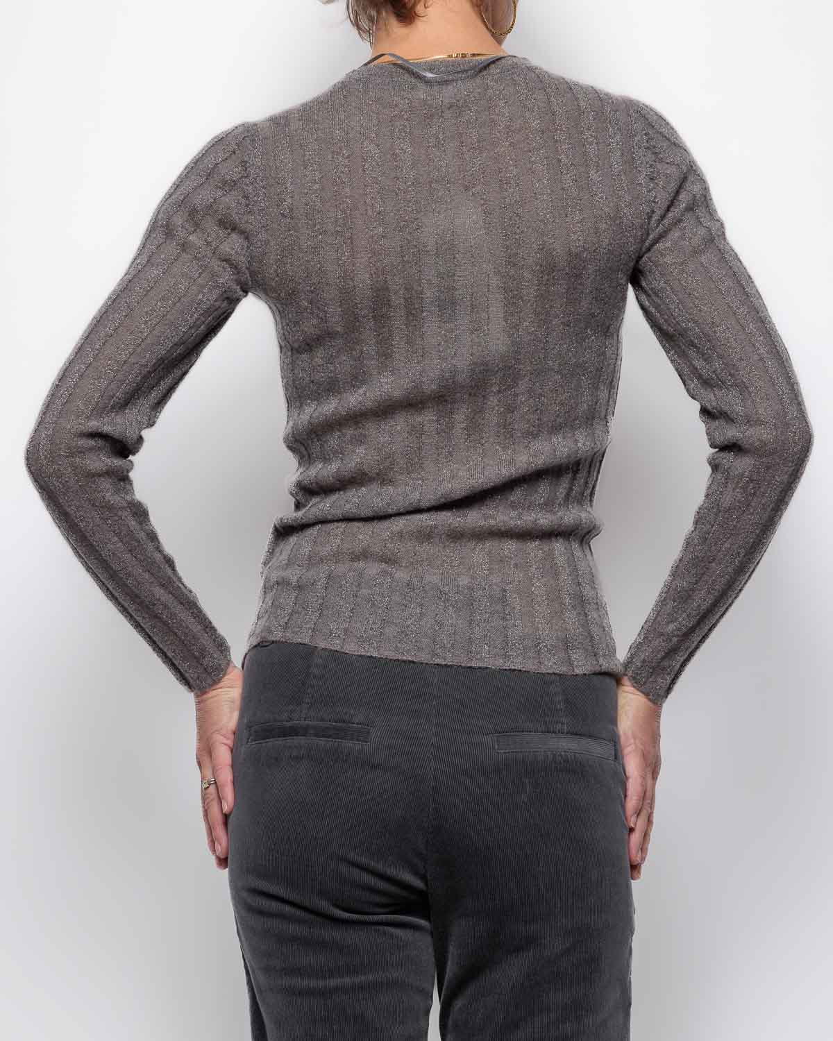 Part Two Carryn Knitted Top in Grey Flannel Lurex