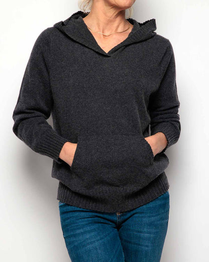 Caroline Cashmere Hoodie in Charcoal