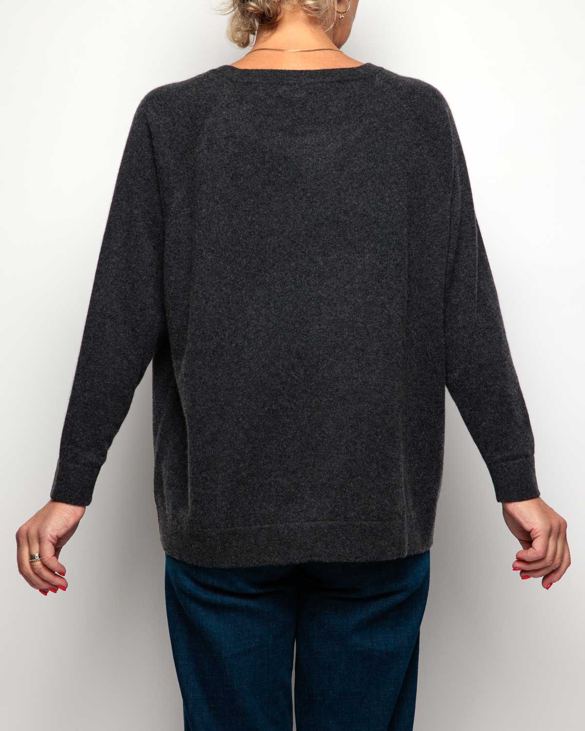 Caroline Cashmere Sweatshirt in Charcoal Marl