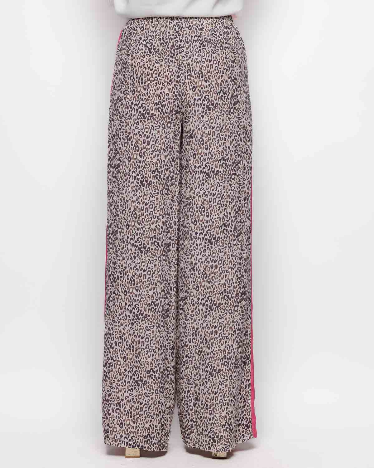 Primrose Park Kylie Trousers in Leopard with Pink Stripe